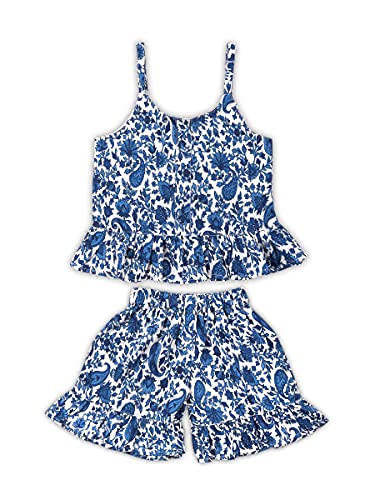 Image of Kids Top and Shorts Sets For Girls (K-4542-BLUE-22)