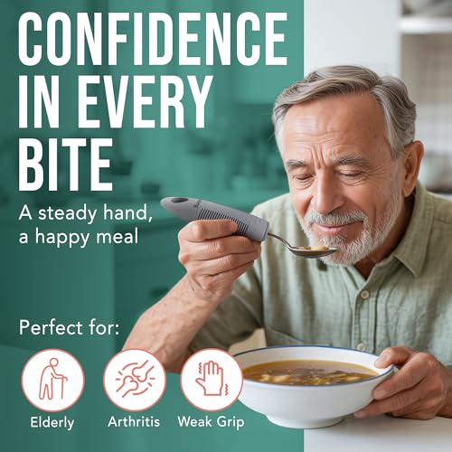 BUNMO Weighted Utensils for Hand Tremors - Elderly, Weak Hand Grip & Handicapped - Stainless Steel - Eat Independently - Image 3