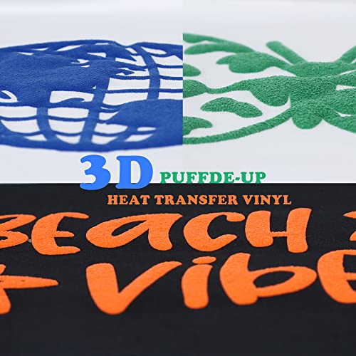Image of RENLITONG 3D Puff HTV Rolls Heat Transfer Vinyl - 12 inch x 10ft Iron on Vinyl for Heat Press T-Shirt for All Cutter Machine Heat Transfer Design (10ft, 3D Puff Green)