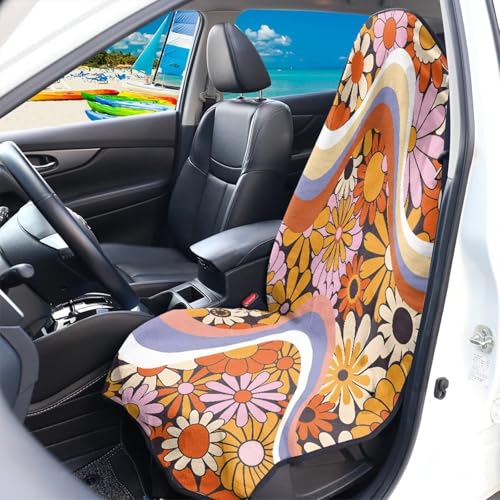 Image of Daisy Car Seat Cover Protector Front Seats Only Universal Fit High Back Seat Covers for Cars Easy to Install Waterproof Soft Auto Seat Covers Anti-Slip