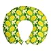 ABAKUHAUS Limones Cojín de Viaje para Soporte de Cuello, Las Frutas cítricas Colores Vibrantes, de Espuma con Memoria y Funda Estampada, 30x30 cm, Cal Verde Amarillo