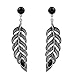 Produktbild Kentop Bohemia Ohrringe Silber mit Blattform Ohrringe für Damen Mädchen Schmuck Geschenk, Schwarz