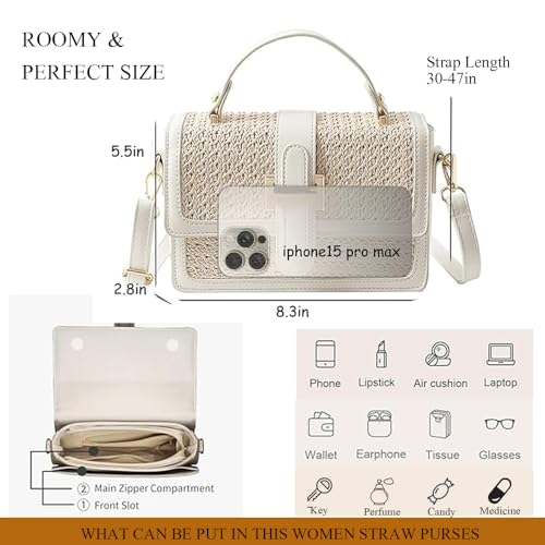 Straw Crossbody Bags for Women Summer Beach Straw Purse 2025 Trendy Woven Bag Vacation Shoulder Handbags4