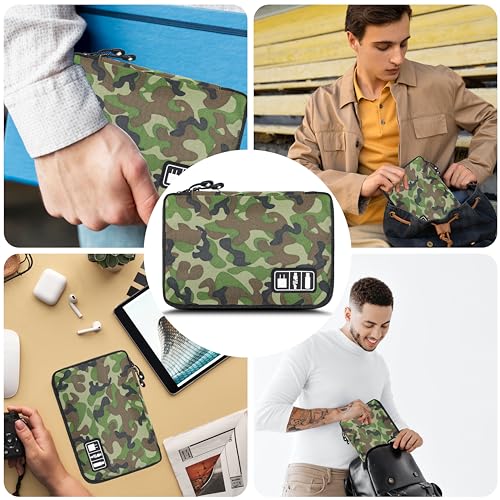 Image of Electronics Organizer,Travel Cord Organizer Pouch,Cable Organizer Bags | Travel Electronic Accessories Storage Case for Cables, Cords, Charger, Phone (CamouflageGreen)