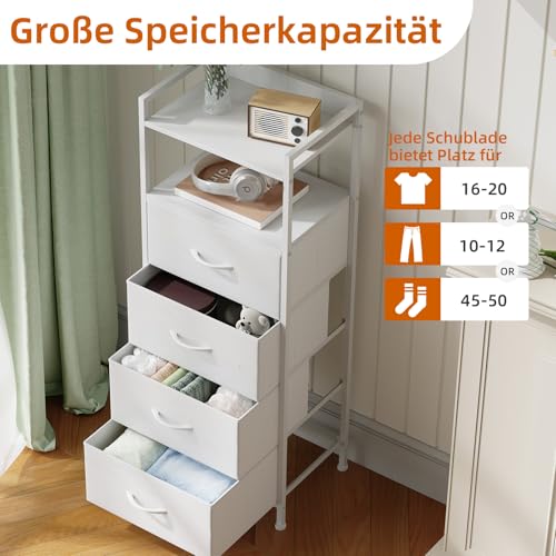 Somdot Kommode for Schlafzimmer, 4 Schubladen, offenes Regal, Weiß – Ansicht 5