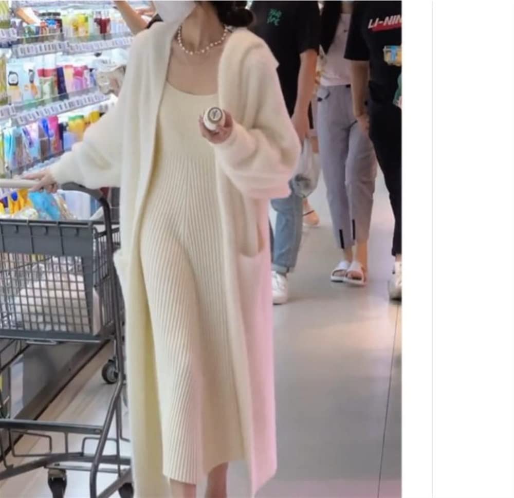 Damski sweter rozpinany z otwartym przodem, modny, oversize'owy, luźny, dzianinowy sweterek z kapturem, jesienno-zimowy