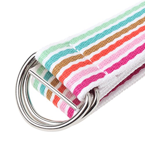 Waist Belt Metal Buckle Double Rings Nylon Canvas Strap Casual Fashion Waistband Striped Woven Nylon Canvas Double Buckle Belt2