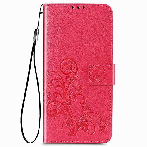 BAIDIYU Funda para Samsung Galaxy Note 21 FE, Efectivo y Tarjetas Ranuras, Estuche Tipo Billetera de Cuero PU de Lujo con Tapa, Funda Carcasa para Samsung Galaxy Note 21 FE.(Rosa roja)