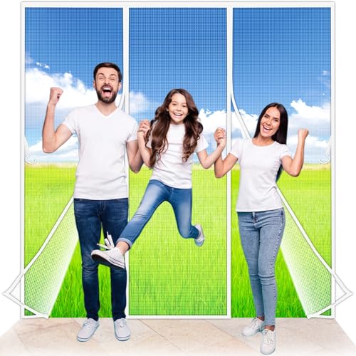 JXLQFA Moustiquaire Porte Fenetre Aimantée Magnetique, 200x240 cm Rideaux Anti Mouches pour Double Porte, Rideaux Toile Insect Ecran, Moustiquaire Baie Vitree Coulissante, Magnétique Moustique ‎Blanc