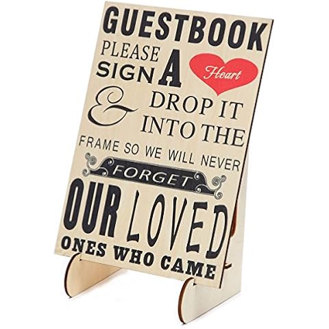 SL crafts Wedding Guestbook Sign "Please Sign A Heart" Sign for Wooden Wedding Heart Drop Box With Wooden Stand Cover