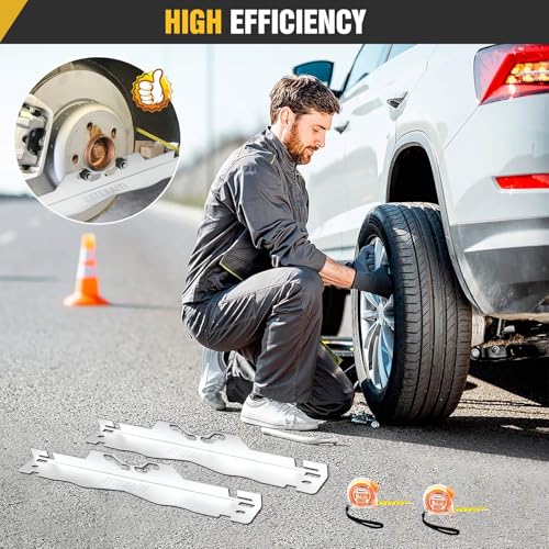 Image of Wheel Alignment Tool, Toe Alignment Tool Plates, Including Tape Measure and Gloves, for Quick and Accurate Measurement of DIY Car Front-end Adjustments (Silver)