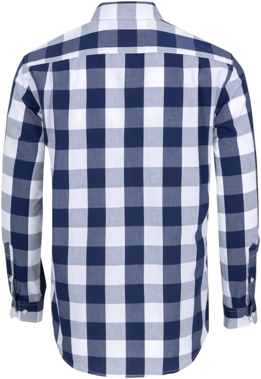 Men's Button Down Shirts Plaid Long Sleeve Dress Shirts Regular-Fit Casual Shirt