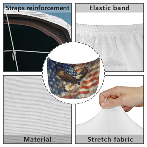 Image of Car Hood Cover Eagle and American Flag Prints Stretchable Car Hood Wrap Blanket Waterproof Auto Decorative Accessories for Compact Sedan SUV Truck Minivan (59x39 Inch)