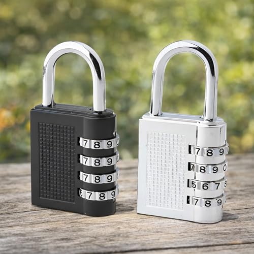 Image of Oblivion Number Lock Set of 2 - Multicolour 4-Digit Number Combination Anti-Theft Metal Lock for Travel Bag, Luggage, Door, Tool Box, Resettable PIN Number Padlock (Initial Password 0-0-0-0)