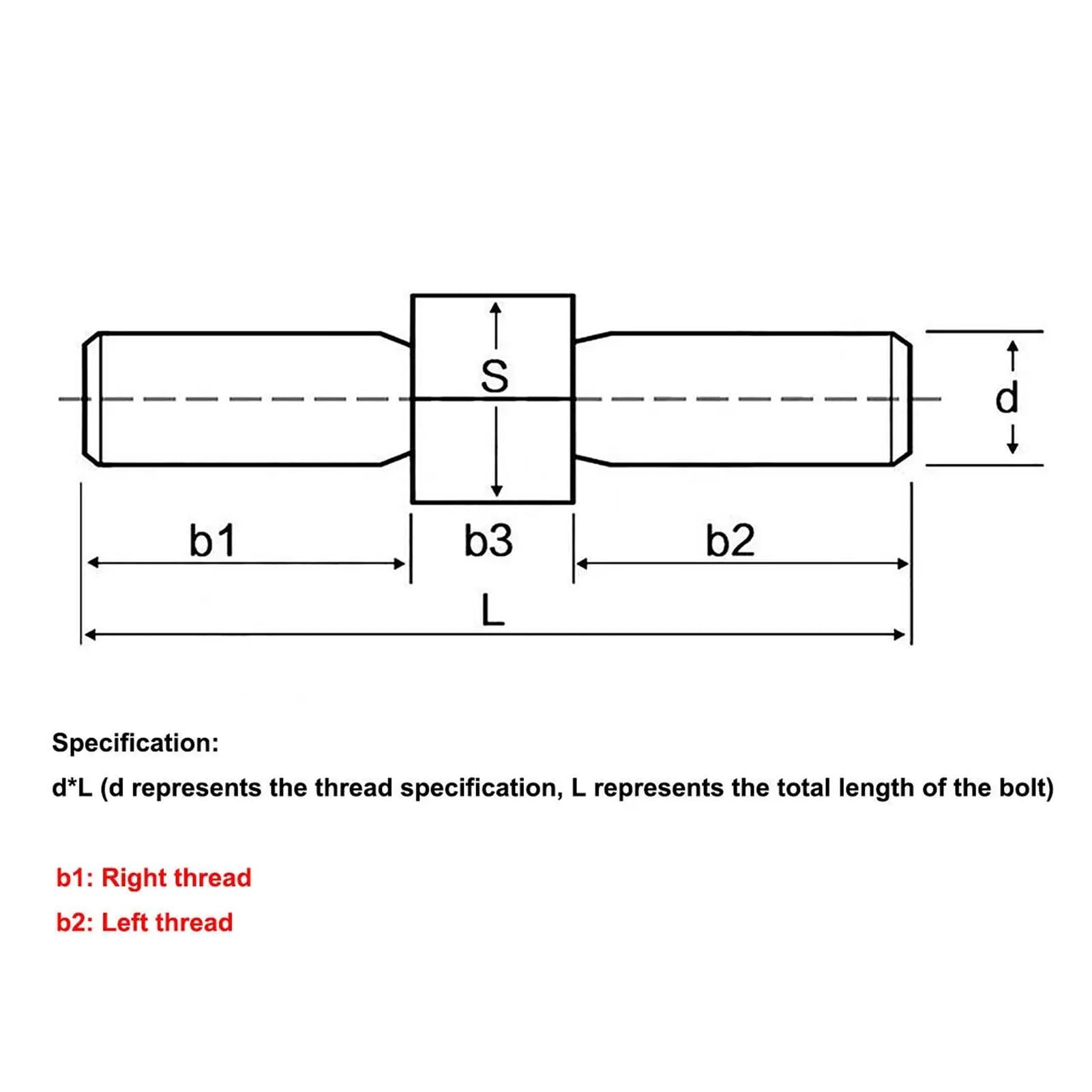 TULDYS WALENI M10 Rosca Izquierda y Derecha Rosca de Doble Extremo Varilla Rosca Positiva y Negativa Pernos de Barra Tornillo Tornillo Acero Inoxidable 304(M10x70mm-2pcs)