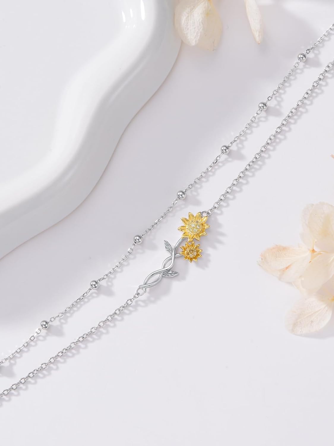 Womens Anklet Sterling Silver Layered Chain Anklets Adjustable Foot Jewelry Gifts for Women 9+2 inch - Image 4