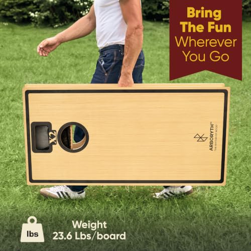 Image of Solid Wood Cornhole Board Set - Natural, 8 Bean Bags | Premium Wooden Boards, 8 All-Weather Bean Bags, Integrated Bean Bag Storage, Foldable Legs