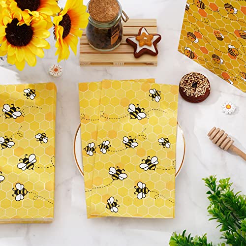Whaline Bee Guest Napkins 3 Ply Disposable Paper Pack Summer Yellow Bee Honeycomb Dinner Hand Napkin Towel For Happy Bee Day Summer Spring Party Wedding Supplies Birthday Table Decorations, 80Pcs #TOP3