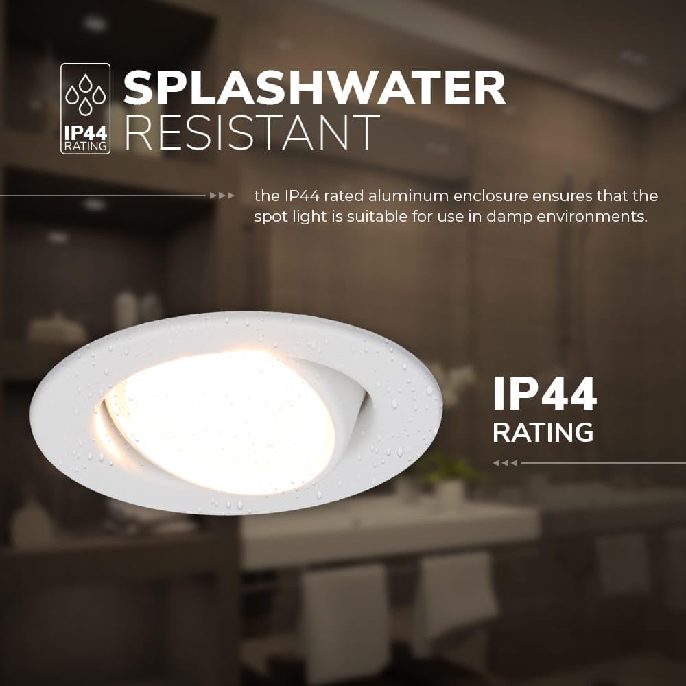 HOFTRONIC - Malta - 6er LED Einbaustrahler Weiß - 5W 2700K Warmweiß - IP44 Wasserdicht - Schwenkbar, Dimmbar - Deckenstrahler für innen, außen und Badezimmer - 5 Jahre Garantie
