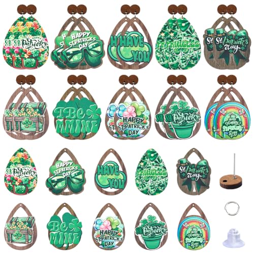 Boucles d'oreilles en bois légères de la Saint-Patrick pour éviter les bijoux trop lourds