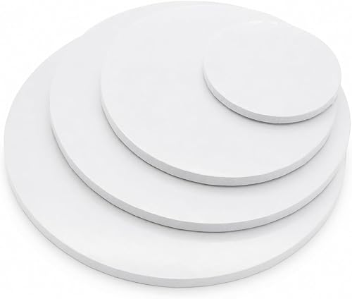 4PCS Round Artist Canvas Boards, Assorted Sizes for Acrylic, Oil Painting and DIY Art