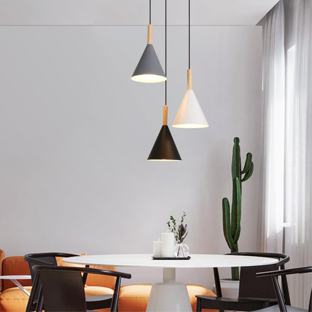 Lámpara Colgante de Comedor, Lámpara Colgante Nórdicaaron, Accesorios de Iluminación E27, Lámpara Colgante Cónica de Metal, Lámparas Colgantes Decorativas para Isla de Cocina, Luces Colgante