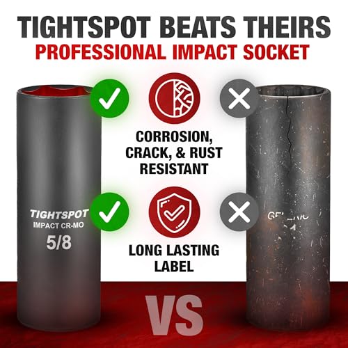 Image of TIGHTSPOT 3 /8 Inch Drive - 5 /8 Inch Deep Impact Socket with Anti-Rounding 6 Point Design, Heat-Treated CRMO Steel