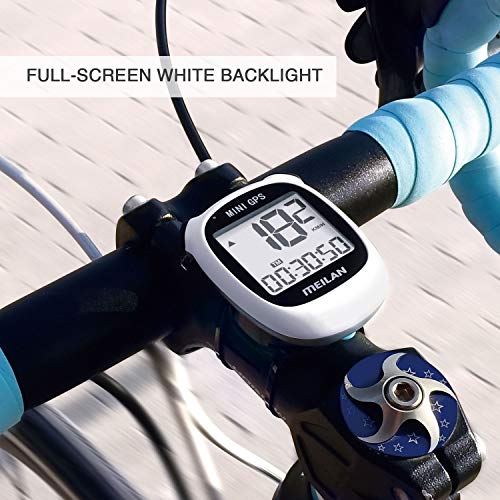 MEILAN M3 Mini GPS Bike Computer Wireless Cycling Computer Bicycle Speedometer and Odometer Waterproof Cycle Computer Bicycle Computer for Road Bicycle MTB Bicycle (White)