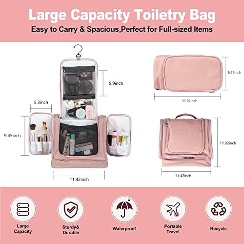 Muama Toiletry Bag for Women with Hanging Hook,Water-resistant makeup bag organizer cosmetic bag travel toiletry bag for Accessories, Shampoo, Full Sized Container, Toiletries 5 Muama Toiletry Bag for Women with Hanging Hook,Water-resistant makeup bag organizer cosmetic bag travel toiletry bag for Accessories, Shampoo, Full Sized Container, Toiletries