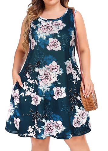 Image of elescat Plus Size Summer Dresses for Women Sleeveless Pockets Beach Tshirt Tank Sundress 2026