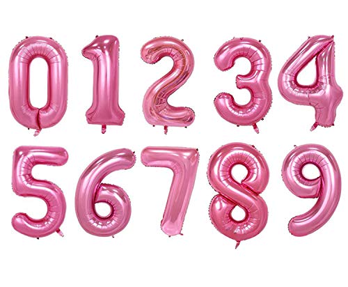 Image of AMFIN 15 Inch 8 Number Foil Balloons for 8th Birthday Baby Girl Party Decorations Balloon, Wedding Anniversary Decoration Items - Pink