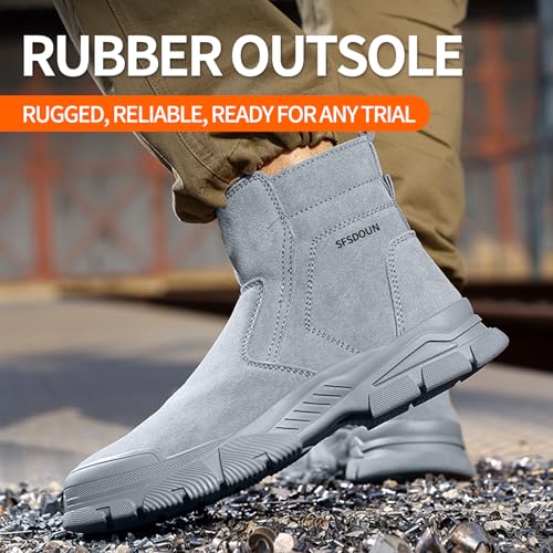 Image of Work Boots for Men Slip On Welding Boots for Men Indestructible Steel Toe Boots Men's Steel Toe Shoes Fireproof Safety Toe Shoes Construction Boots for Welder Men's Work Shoes.