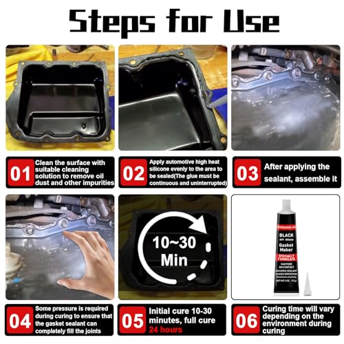 Image of 340g RTV Silicone Gasket Maker, Black Silicone Sealant Shockproof and Leakproof, High Temperature Resistant, RTV Sealant Can be Used in Engines, Transmissions, Superchargers and All Types of Gaskets