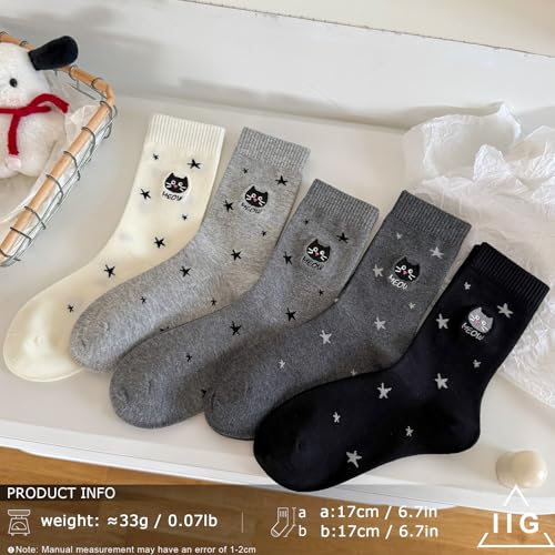 Image of IIG Women's Fashion Cute Cotton Socks Novelty Funny Above Ankle Crew Socks Holiday Gifts for Women 4 /5 Pairs