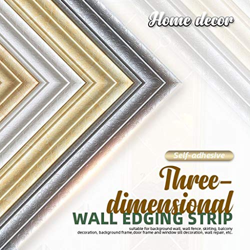 Iusun Self-Adhesive Three-Dimensional Wall Edging Strip Border Waterproof 7.55 Feet Wall Decor for Bedroom Living Room Restaurant Kids Nursery Kindergarten Mall Window Decoration (Gray)