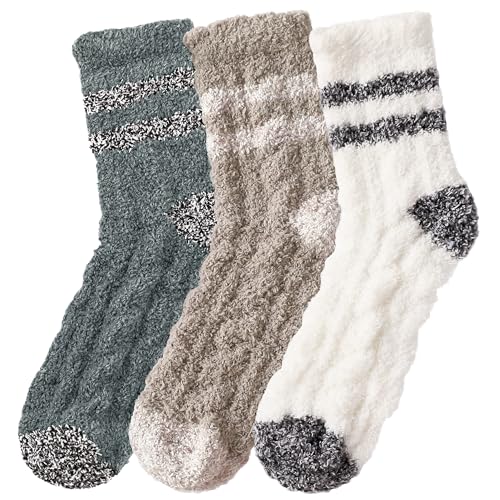 Passionbility Winter Fuzzy Socks for Women - 3 Pairs Fluffy Socks Womens, Cozy socks for Women Slipper Sock