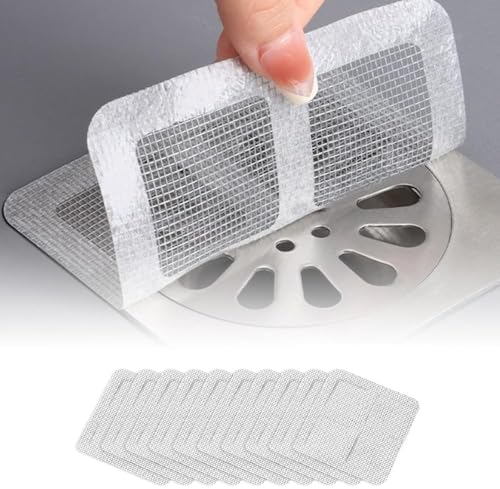 Disposable Hair Catcher Shower Drain, Adhesive Drain Cover Stickers to Trap Hair, Disposable Floor Drain Sticker for Bathroom, Kitchen, Tub, Sink, Laundry, Shower Protection (100)