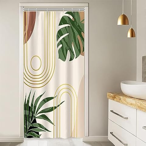 Ruelvth Mid Century Beige Shower Curtain Set Cover