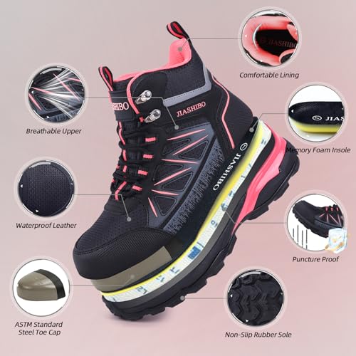 Image of Blapek Steel Toe Work Boots for Women, Insulated Work Boots | Lightweight Comfortable Safety Toe Shoes for Construction Workers, Steel Toe Sneakers for Warehouse & Auto Repair