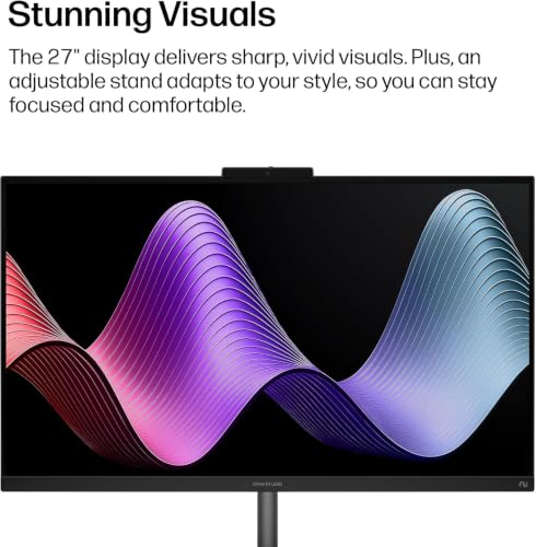 Image of HP OmniStudio Next Gen AI 27 All‑in‑One Desktop, 27 inch FHD 120Hz IPS Display, AMD Ryzen AI 5 Processor, 16GB DDR5 RAM, 512GB NVMe SSD, Windows 11 Home, Jet Black