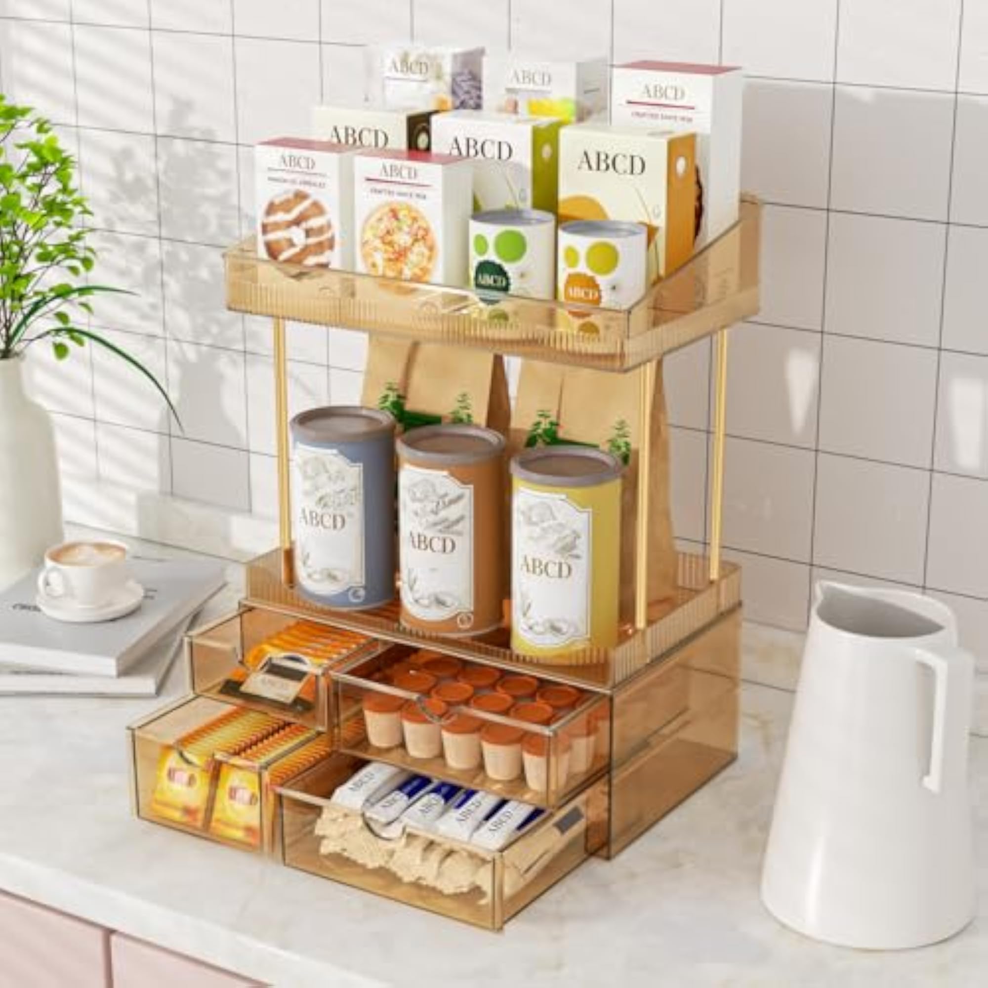 4 Tier Makeup Storage Organizer with Drawers