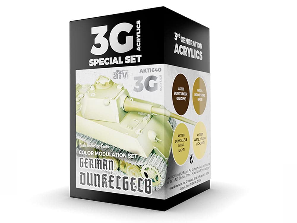 AK Acrylics 3Gen AVF Set AK11640 Modulation German DUNKELGELB 3G (4x17ml)