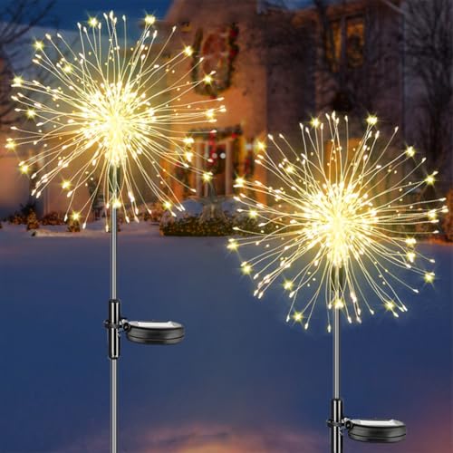 Redefun Solar Gartendeko 2 Stück 120LED Solar Gartenleuchten, 8 Modi...
