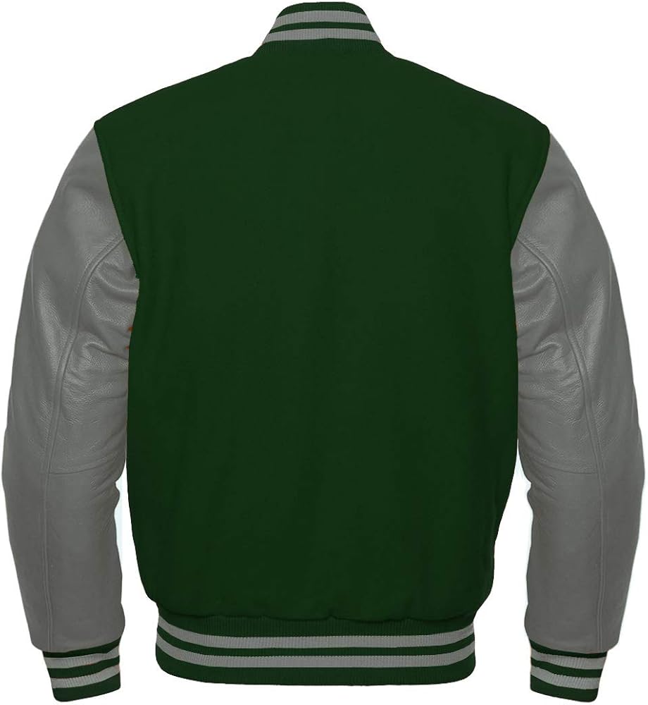 Varsity Letterman Baseball Bomber Retro Vintage Jacket Forest
