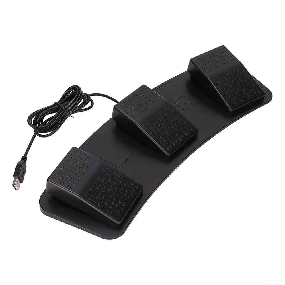 ComfyHarbor USB Dreifach-Fußschalter Pedal, programmierbarer 3-Pedal-Controller für PC Gaming Video Transkription Zoom Photobooth, hohe Empfindlichkeit, ergonomisches Design mit 2 m Kabel, Schwarz