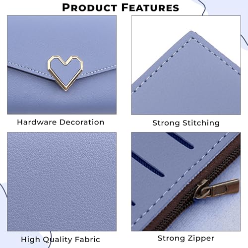 Image of Kraptick Women's Wallet -Stylish and Compact Purse Clutch Wallet for Women, Stylish Card Coin Holder, Debit Card Holder, Money Organizer and Travel Wallet for Women with 13 Slots (Sky Blue)