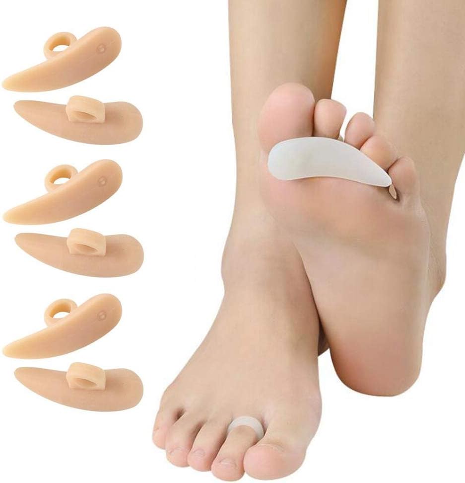 6 Pieces Hammer Toe Cushion - Hammer Toe Gel Pads Corrector & Straightener for Curled, Curved, Claw & Mallet Toe Relief - Right & Left Gel Support Crest Cushion (Beige)
