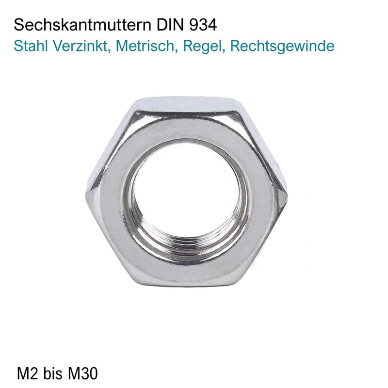 DIN 934/ISO 4032 Sechskantmutter Edelstahl A2 Kaufen - M12 - 100 Stück