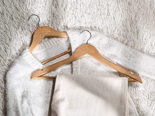 Image of Wooden Hanger Premium Wood with 360 Swivel Hook and Precisely Cut Notches for Dress Clothes, Coats, Jackets, Pants, Shirts, Skirts Hanger (Natural Hanger, 10)