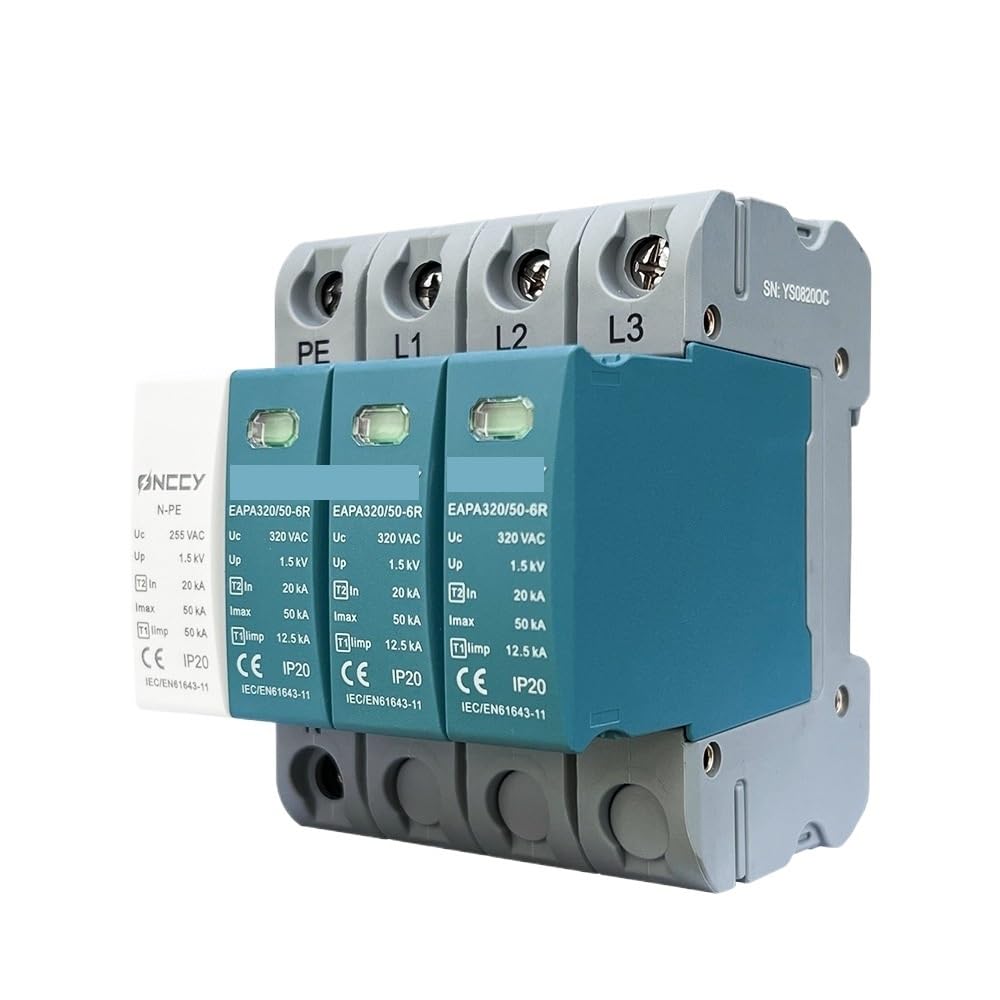 Protezione da sovratensione T1+T2 AC 50KA, 3+NPE 220 V 320 V 440 V AC SPD protezione da sovratensione a 3 fasi con segnalazione a distanza (3 NPE 275 V, con RC)